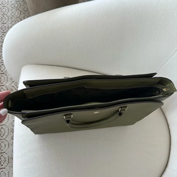 Tory Burch Olive Leather Satchel with Gold Hardware - Picture 3 of 5